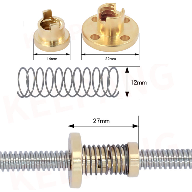 T8 x2 x4 x8 Anti Backlash Messingmutter gefedert Z-Achse 3D Drucker DIY CNC