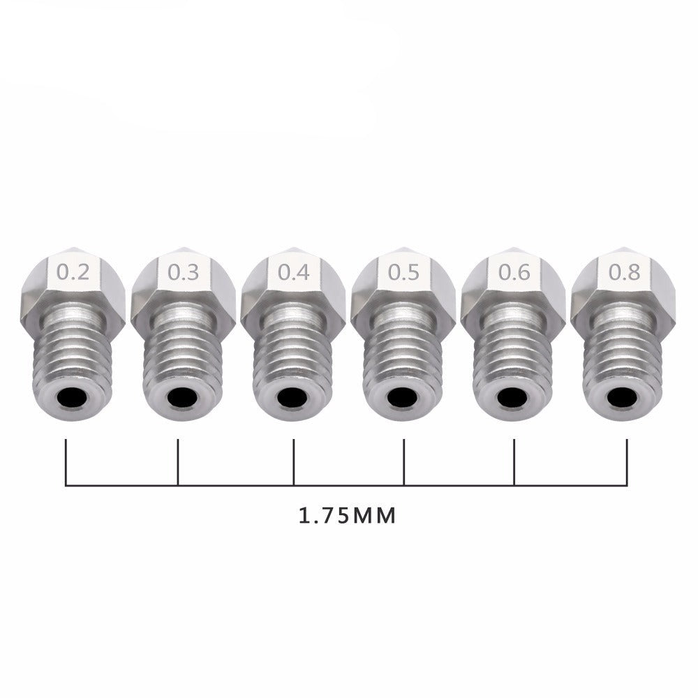 Edelstahl Nozzle MK8 0,4mm 0,2mm Düse Extruder M6 Druckerkopf 1,75mm 3D Drucker
