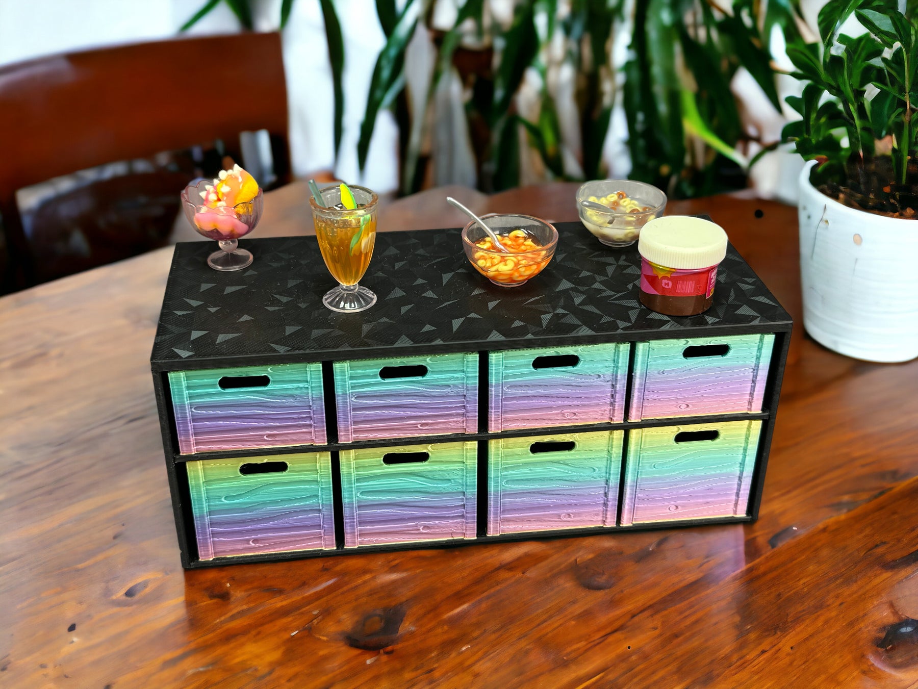 Küchentheke V2 mit 8 Staukisten passend für Miniverse/ Minibrands in verschiedenen Farben