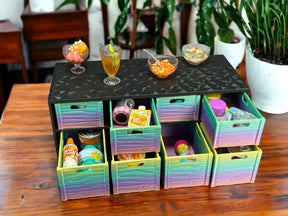 Küchentheke V2 mit 8 Staukisten passend für Miniverse/ Minibrands in verschiedenen Farben