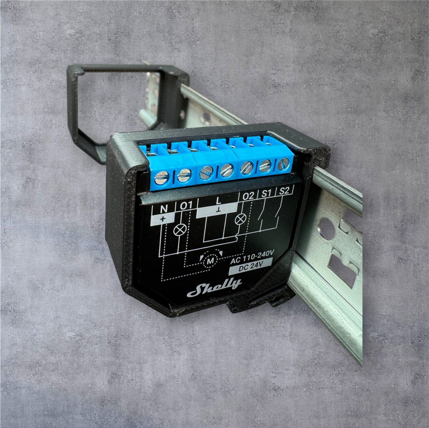 Shelly Plus 2PM DIN Rail Hutschienenhalter für eine 35 mm DIN Hutschiene