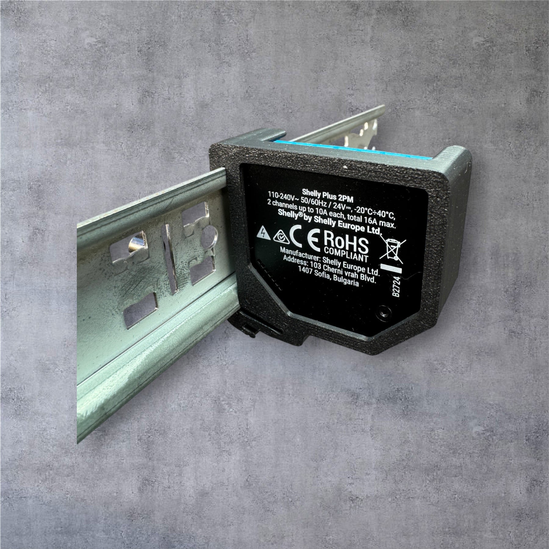 Shelly Plus 2PM DIN Rail Hutschienenhalter für eine 35 mm DIN Hutschiene