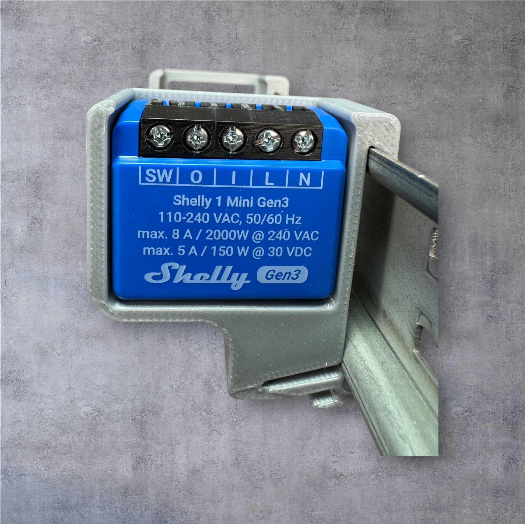 Shelly 1 Mini Gen3 DIN Rail Hutschienenhalter für eine 35 mm DIN Hutschiene