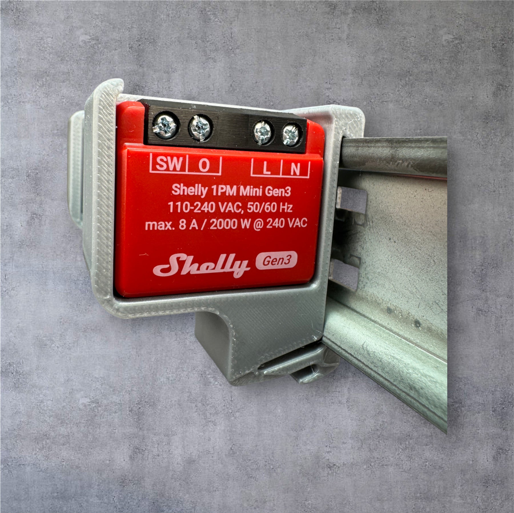 Shelly 1 PM Mini Gen3 DIN Rail Hutschienenhalter für eine 35 mm DIN Hutschiene