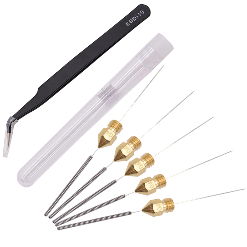 MK8 Reinigungs Set 0.4mm | Nadeln | Nadeln+Pinzette+Düse/Nozzle 3D-Drucker