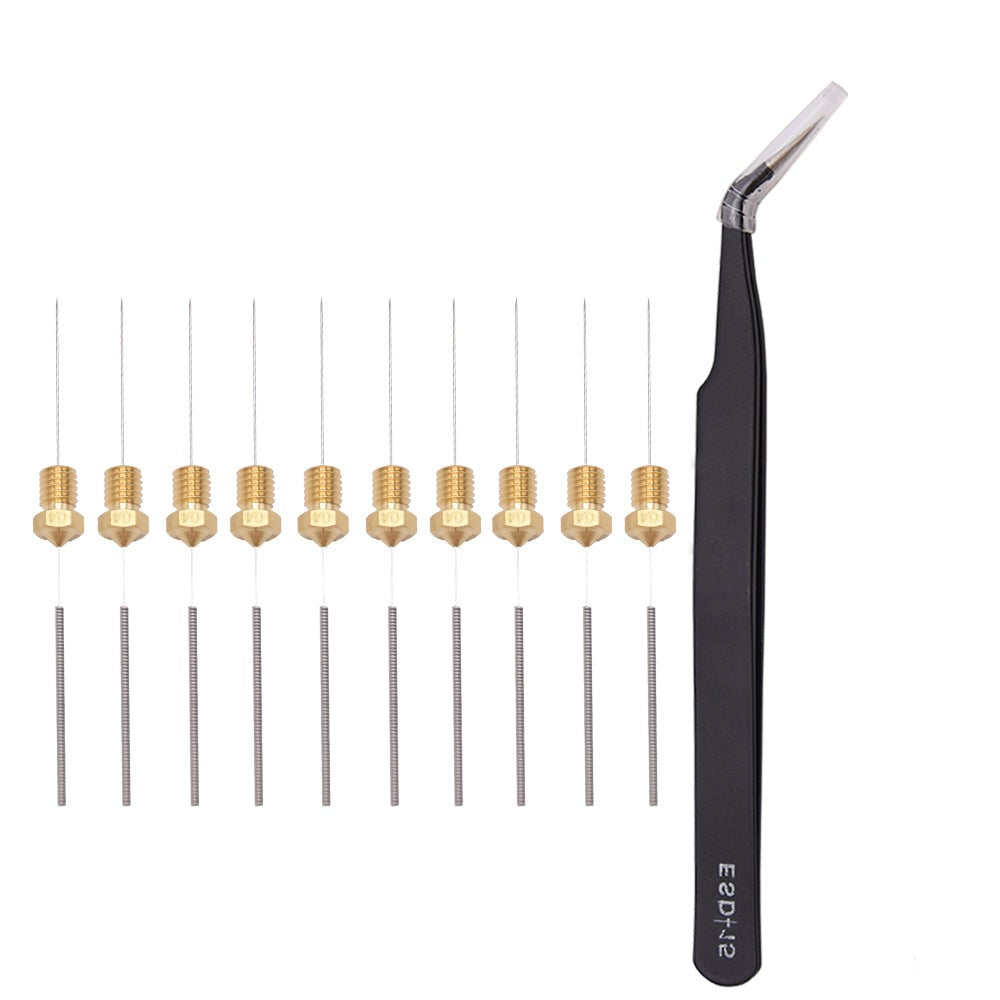 MK8 Reinigungs Set 0.4mm | Nadeln | Nadeln+Pinzette+Düse/Nozzle 3D-Drucker