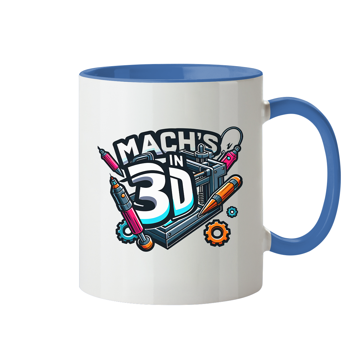 KREATIVE TASSEN MIT DEM DESIGN „MACH'S IN 3D“ – DER PERFEKTE BEGLEITER FÜR 3D-DRUCK-ENTHUSIASTEN - TASSE GLÄNZEND - Tasse zweifarbig