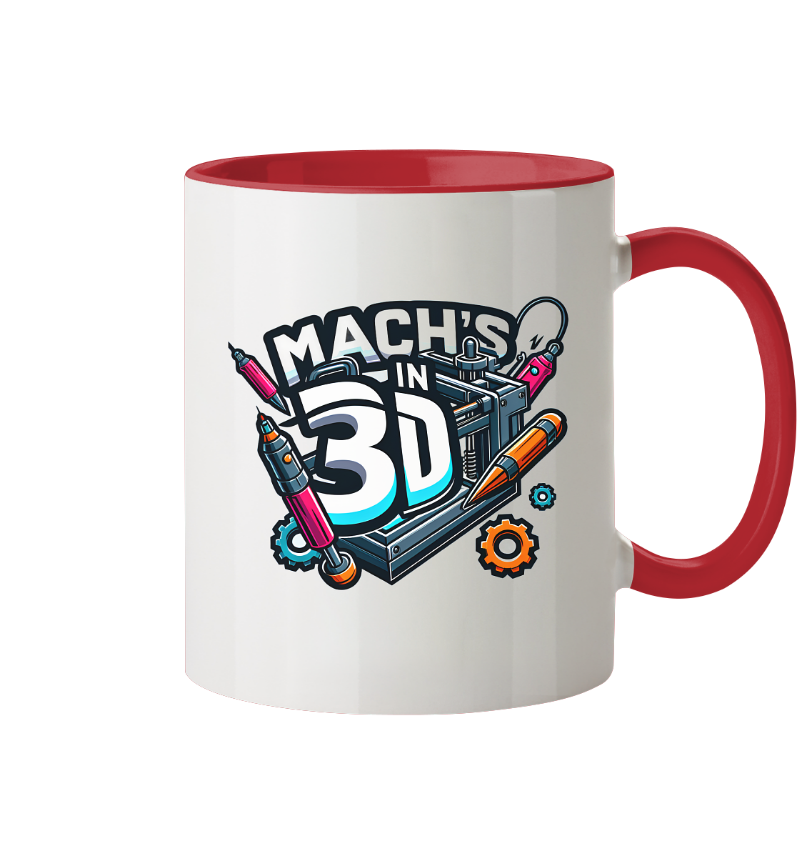 KREATIVE TASSEN MIT DEM DESIGN „MACH'S IN 3D“ – DER PERFEKTE BEGLEITER FÜR 3D-DRUCK-ENTHUSIASTEN - TASSE GLÄNZEND - Tasse zweifarbig