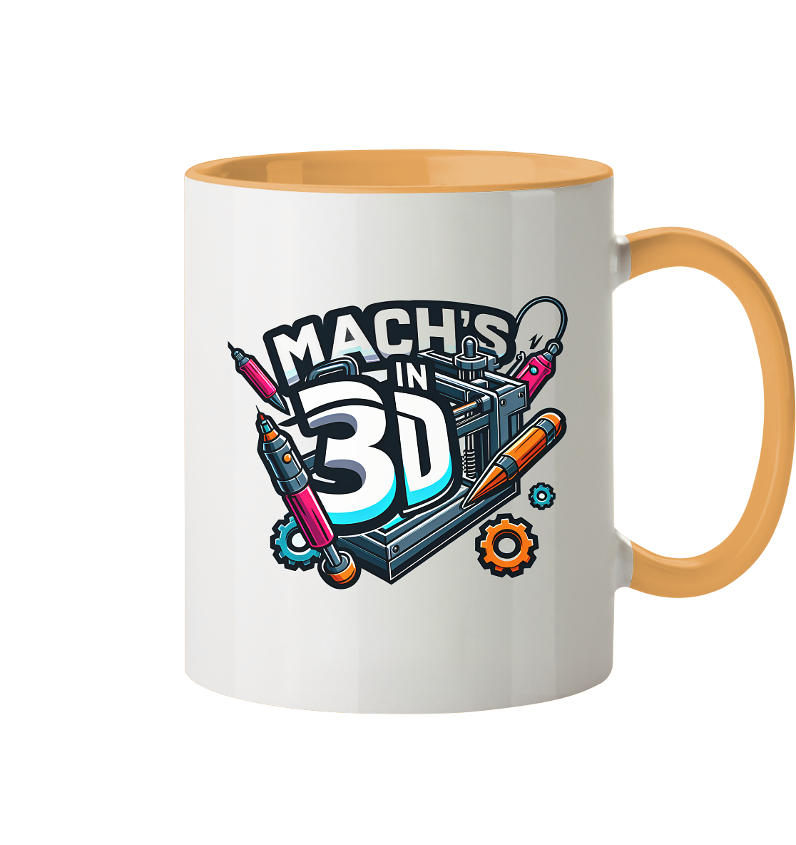 KREATIVE TASSEN MIT DEM DESIGN „MACH'S IN 3D“ – DER PERFEKTE BEGLEITER FÜR 3D-DRUCK-ENTHUSIASTEN - TASSE GLÄNZEND - Tasse zweifarbig