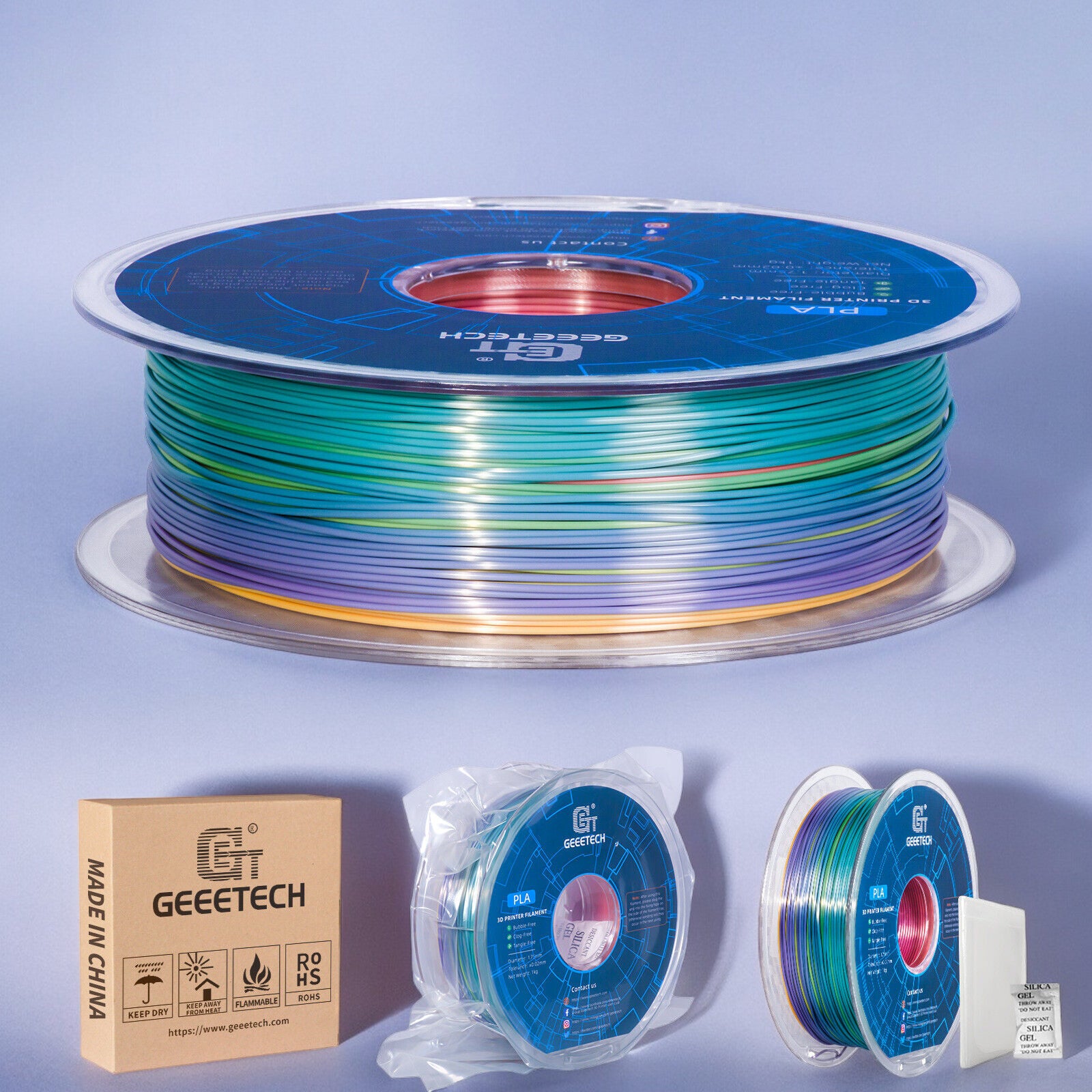 PLA- Rainbow Filament | 1,75 mm | 1,00 kg | Geeetech |  3D Druck Filament